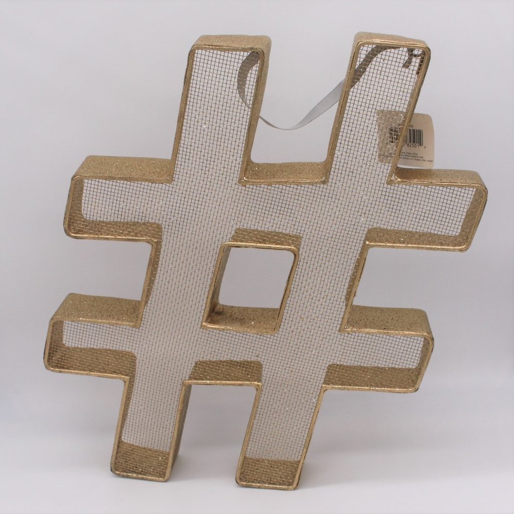 Hudson 43 Wall Décor Gold Sparkle # Hashtag Sign